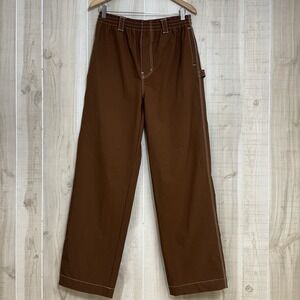 Urban Outfitters‎ Women's Brown Cargo Pants M Elastic Waist Utility Straight Leg